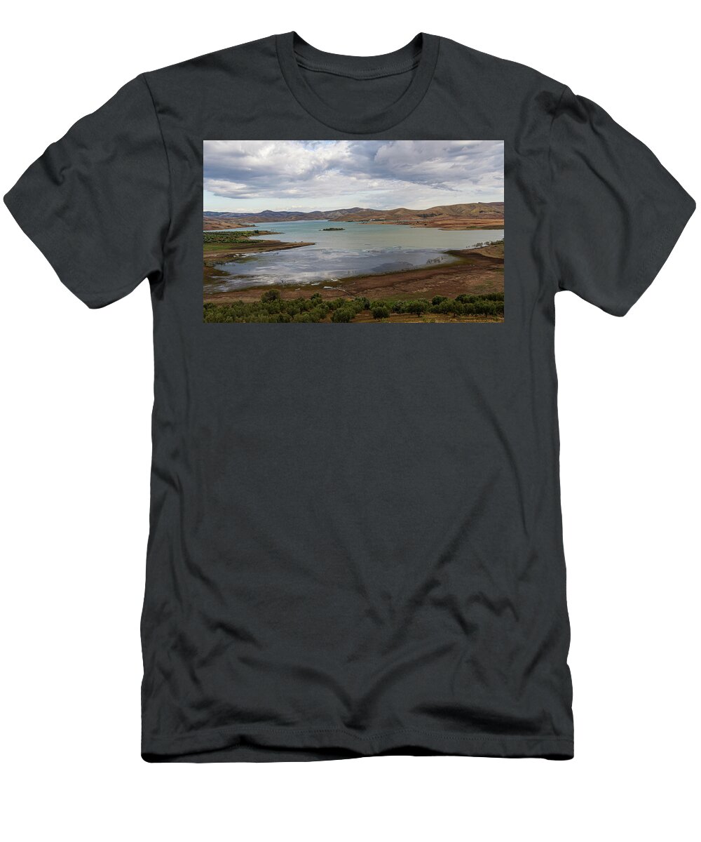 Morocco T-Shirt featuring the photograph Moroccan Lake and Mountains by Edward Shmunes