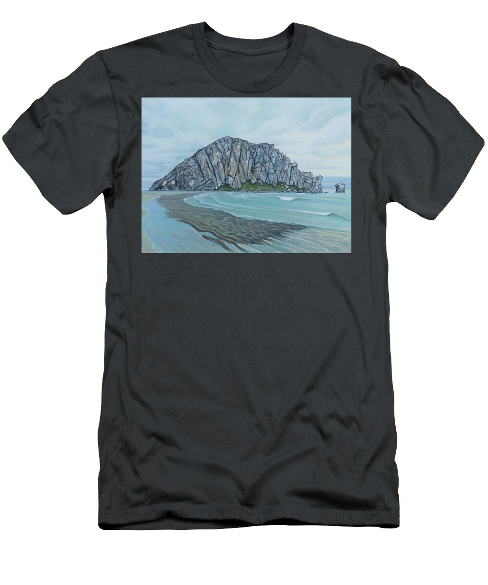 Morro Rock T-Shirt featuring the painting Morro Rock by Whitney Palmer