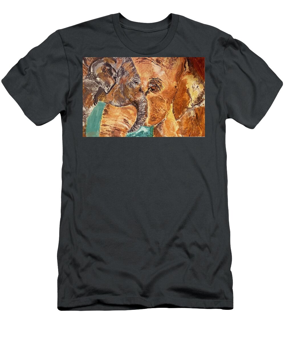 Baby Elephant T-Shirt featuring the painting ELEPHANT Mother's Love by Melody Fowler