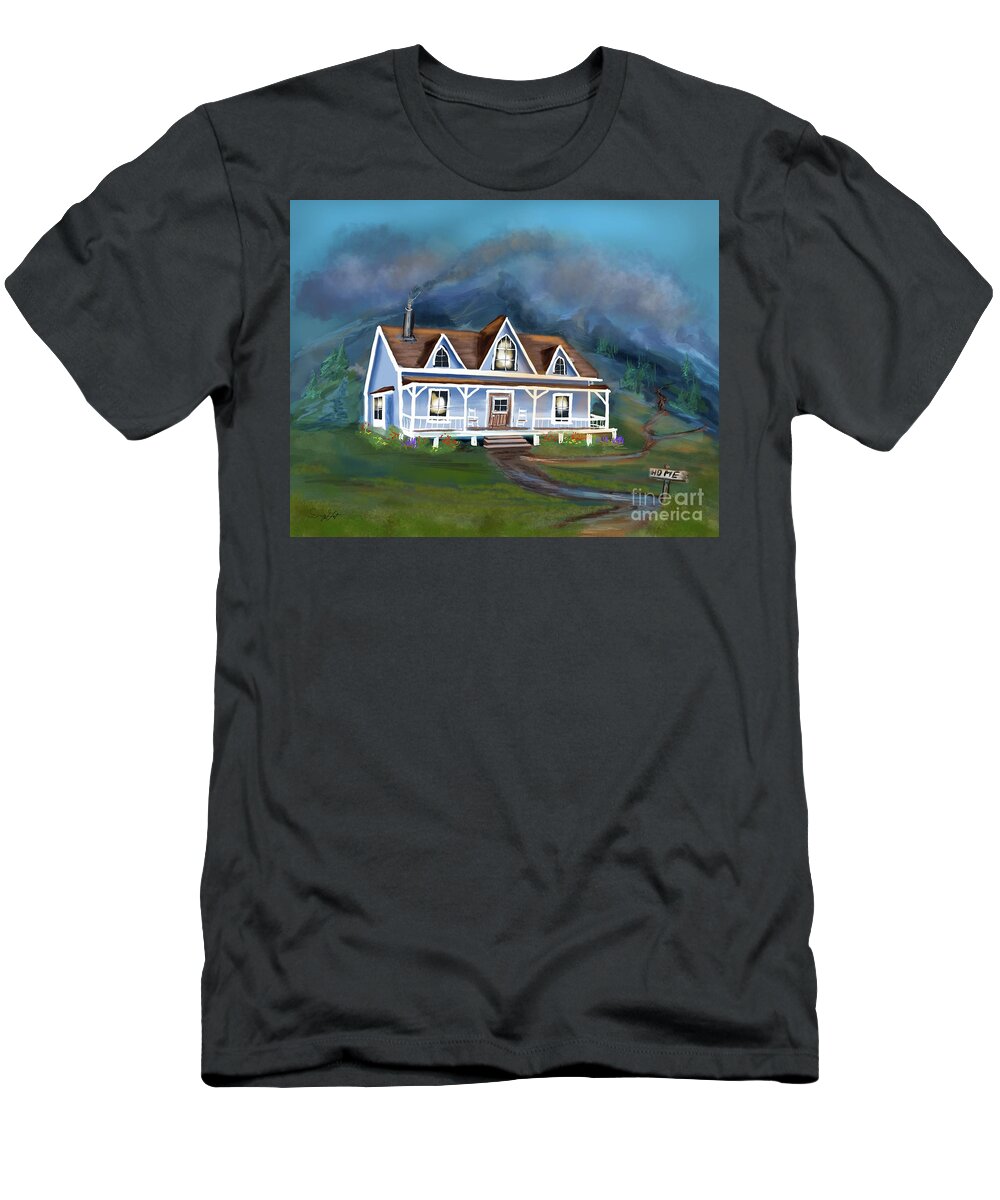 Cabin T-Shirt featuring the digital art Mountain Home by Doug Gist