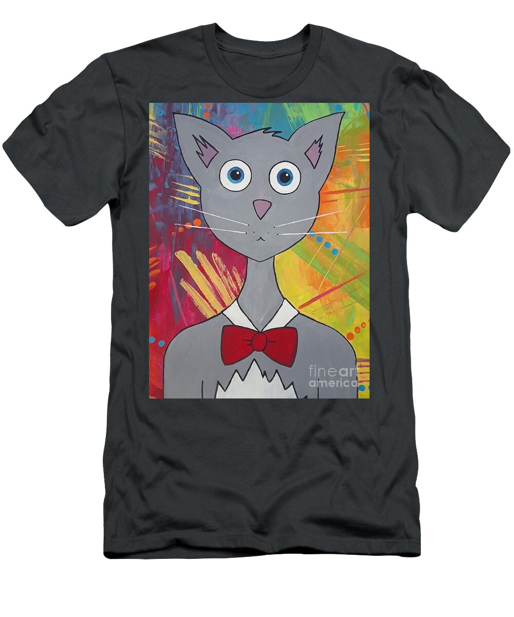 Cat T-Shirt featuring the painting Mr. Mittens by April Reilly