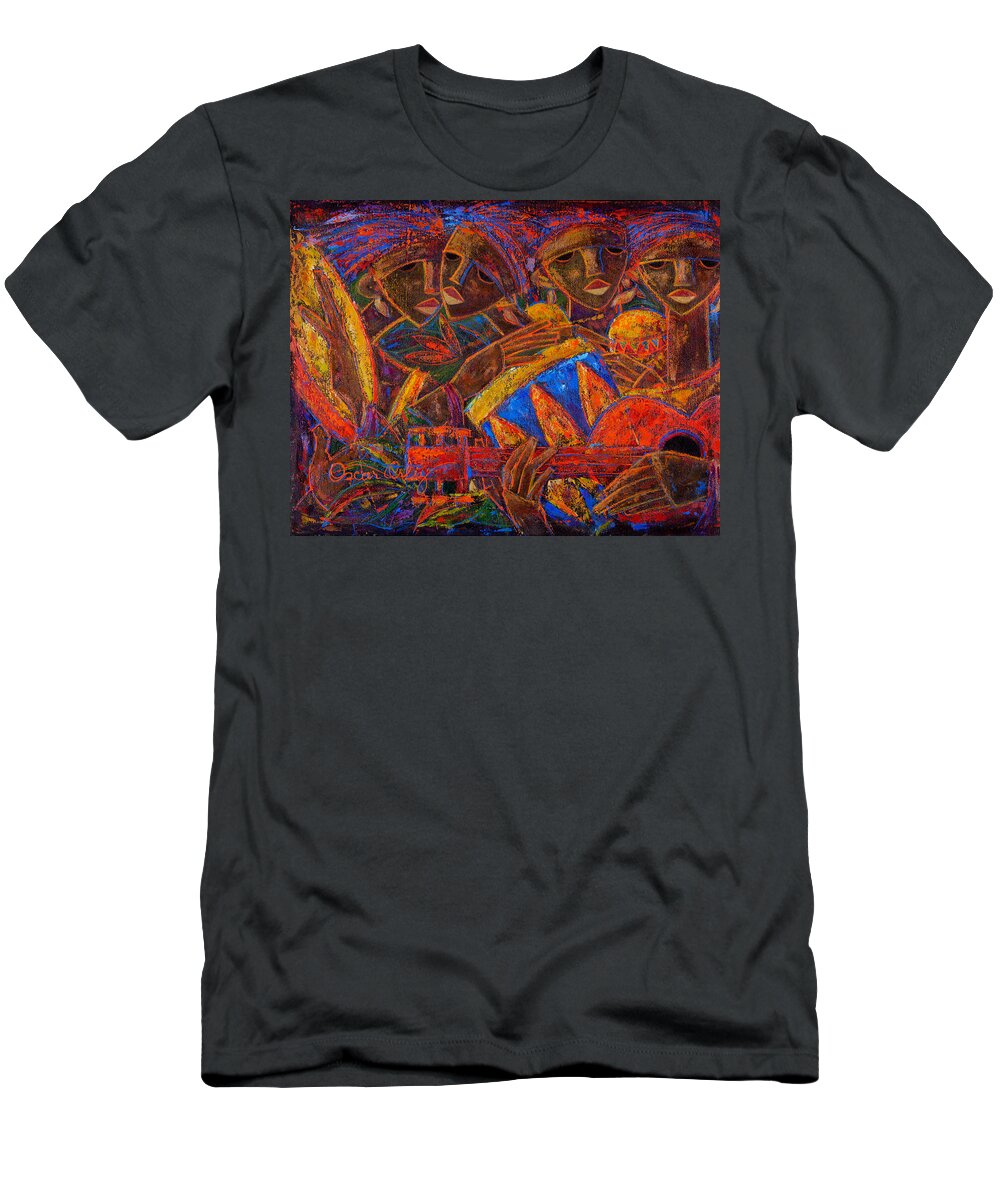 Colorful T-Shirt featuring the painting Musas Del Caribe by Oscar Ortiz