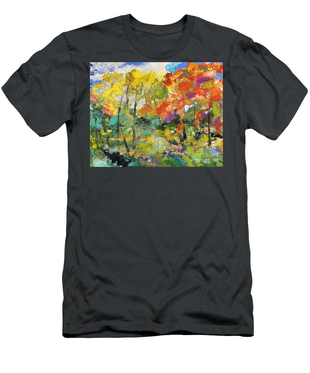 Autumn T-Shirt featuring the painting Music of the Trees by Robin Pedrero