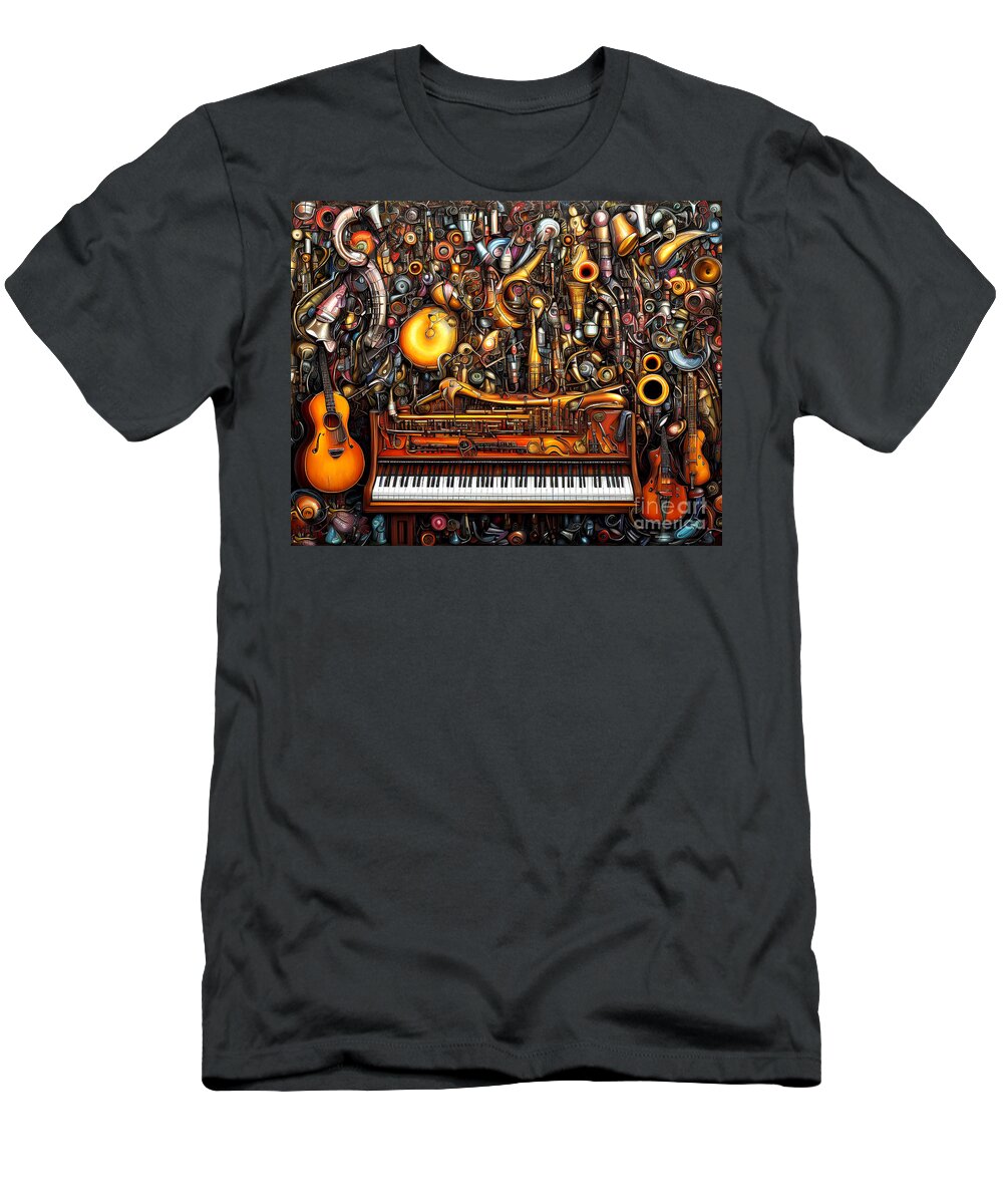 Wingsdomain T-Shirt featuring the mixed media Musical Instruments and Abstracts 20230106a2 by Wingsdomain Art and Photography