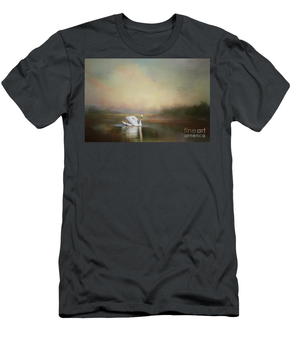 Mute Swan T-Shirt featuring the photograph Mute Swan Swimming by Eva Lechner