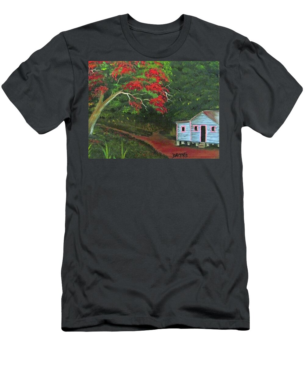 Flamboyan T-Shirt featuring the painting My Haven by Gloria E Barreto-Rodriguez