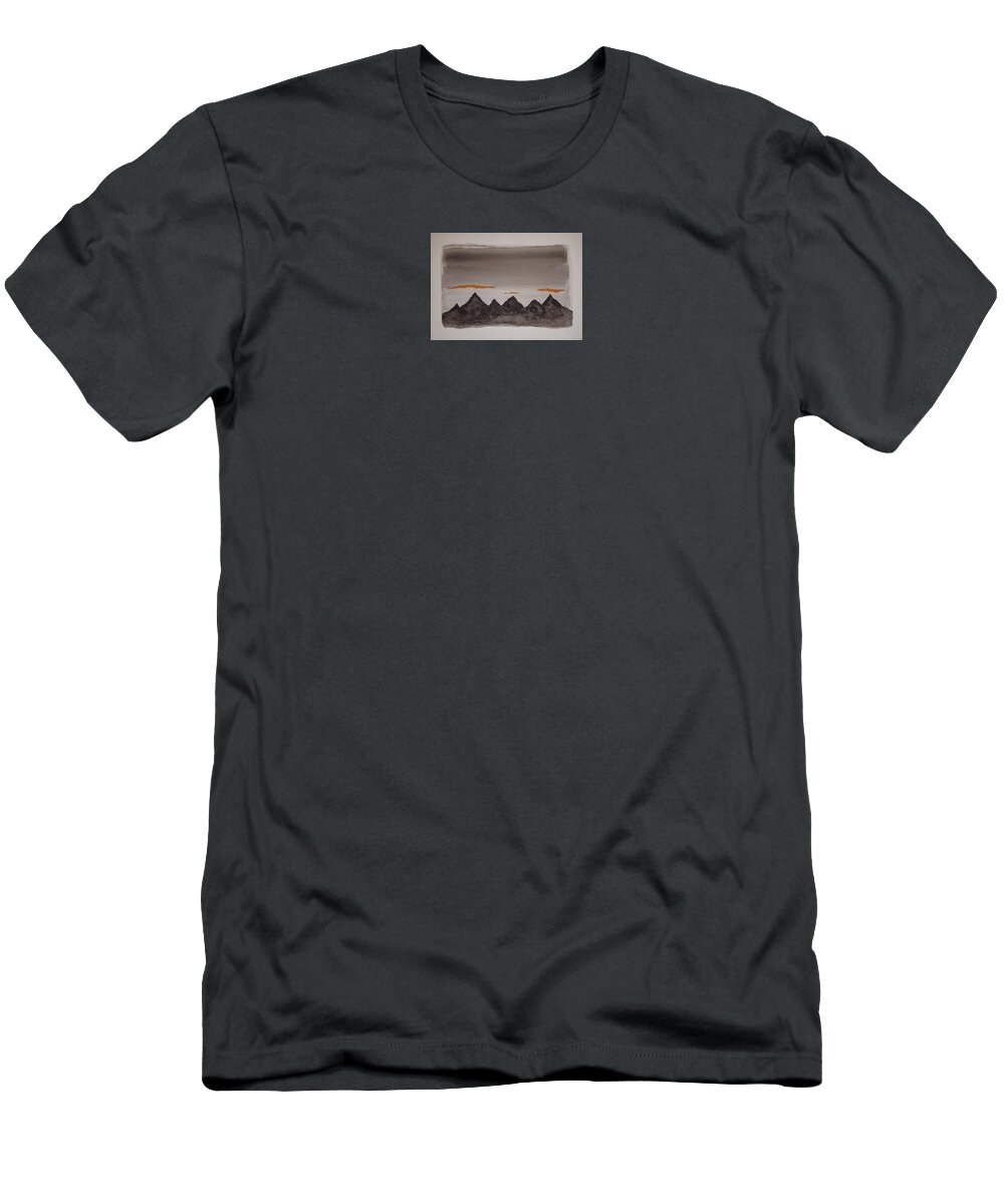 Watercolor T-Shirt featuring the painting Mysterious Mountains by John Klobucher