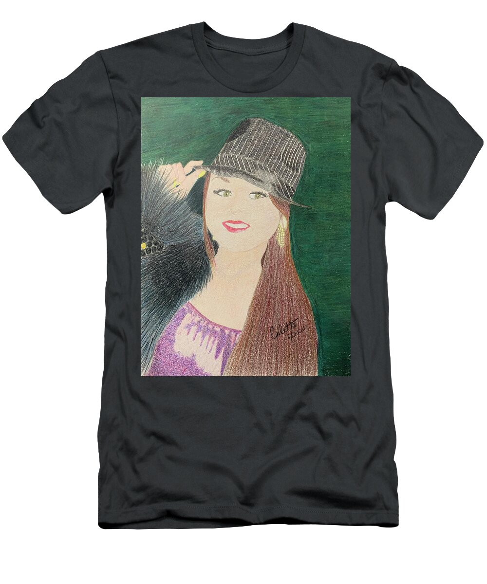 Girl T-Shirt featuring the drawing Na by Colette Lee