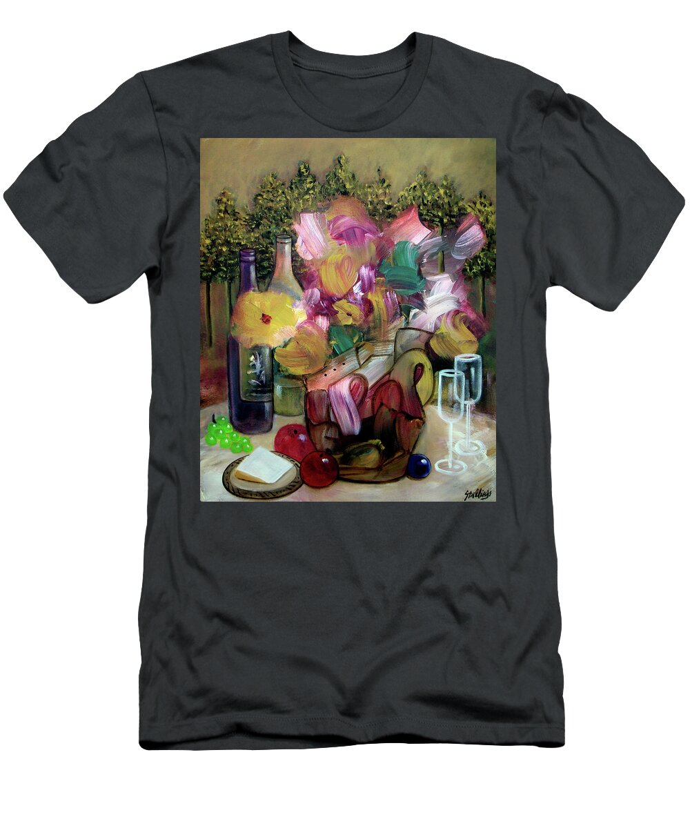 Still Life T-Shirt featuring the painting Napa Gold by Jim Stallings