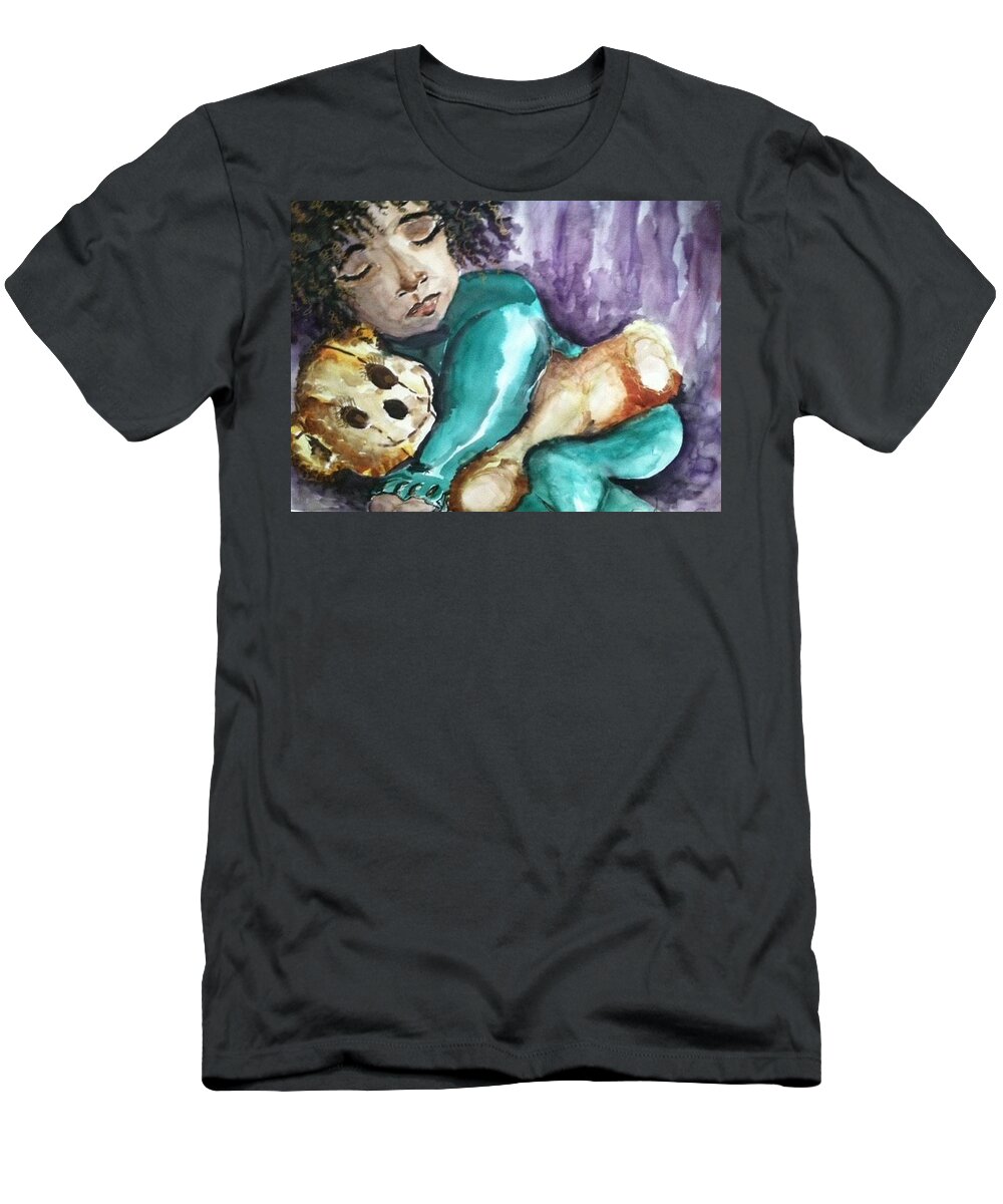  T-Shirt featuring the painting Naptime by Angie ONeal
