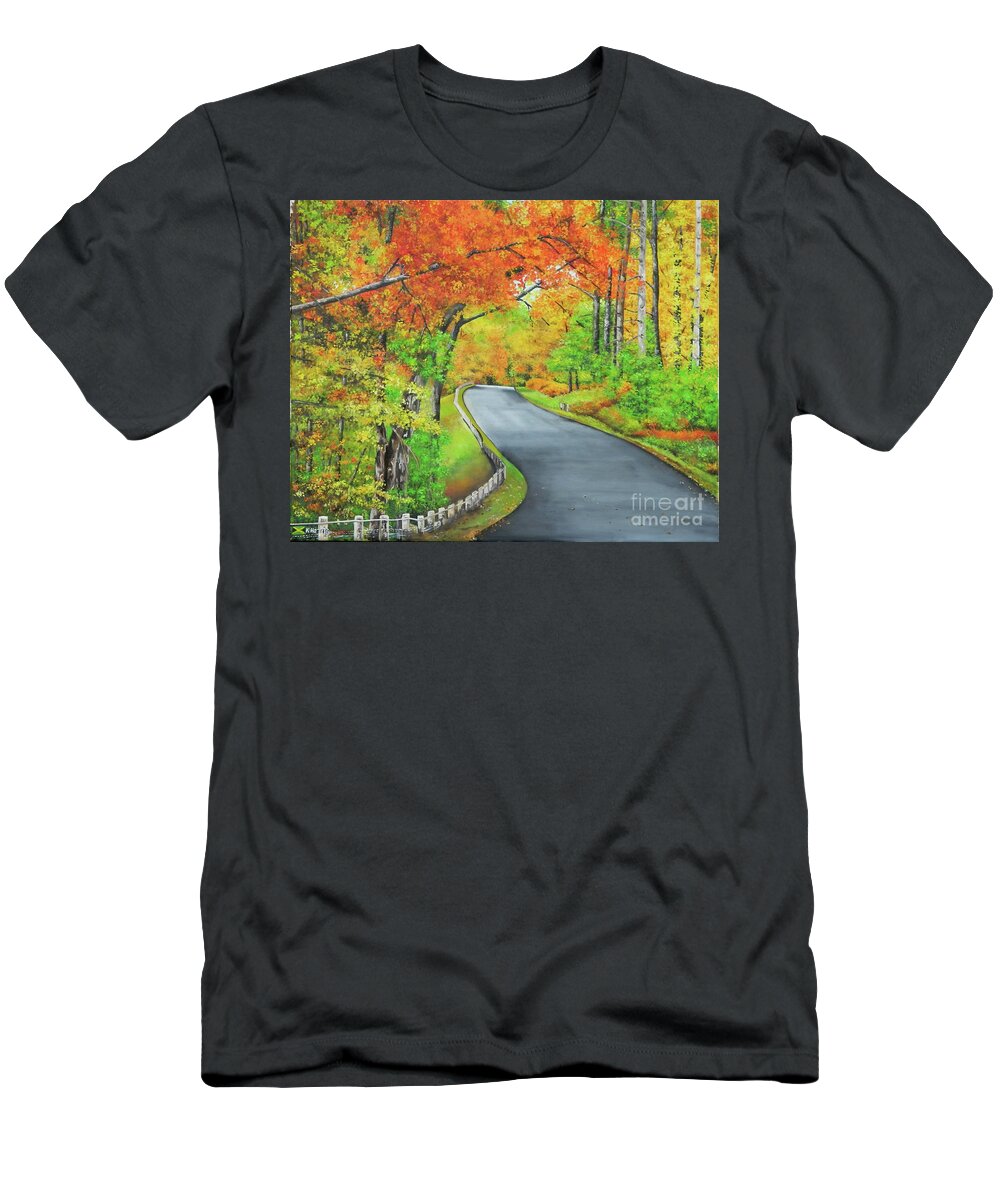 Autumn Landscape T-Shirt featuring the painting Natural Beauty by Kenneth Harris
