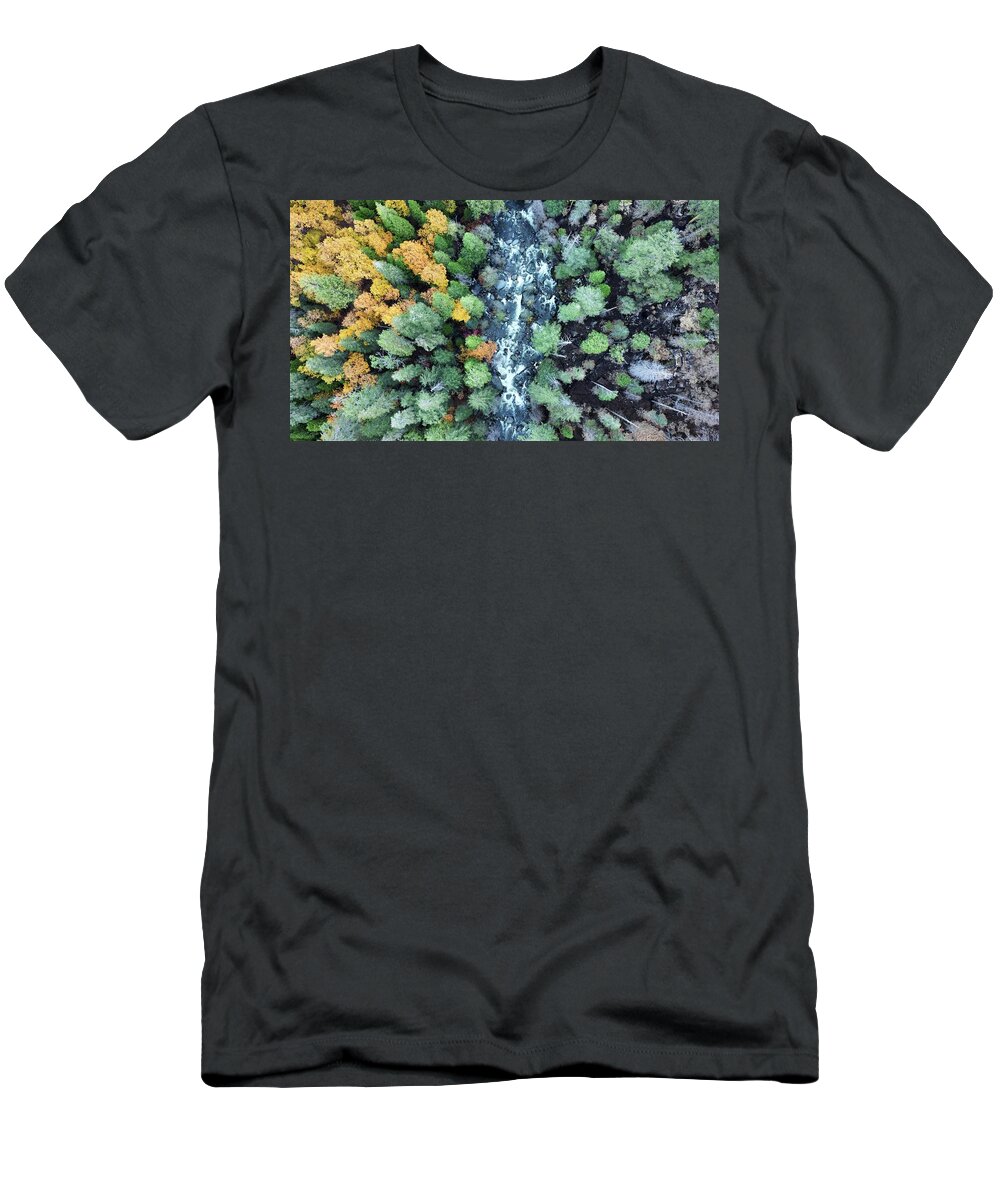Aerial T-Shirt featuring the photograph Natural Fire Lines by Devin Wilson
