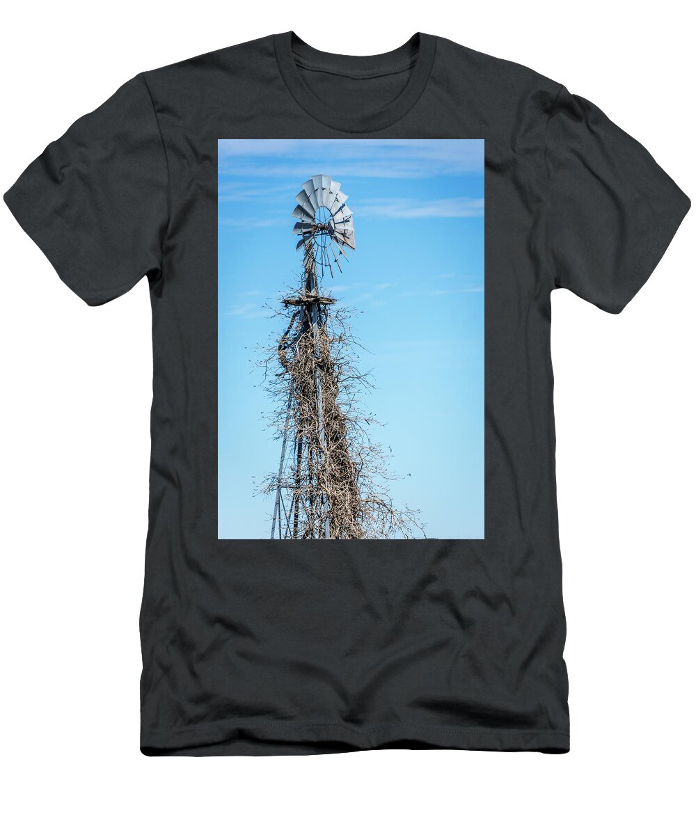 Nature Decorated Windmill T-Shirt featuring the photograph Nature Decorated Windmill by Debra Martz