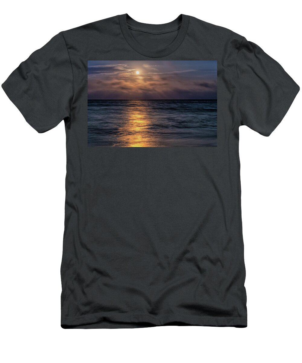 Cape Cod Moonrise T-Shirt featuring the photograph Nauset Beach Moonrise by Rod Best