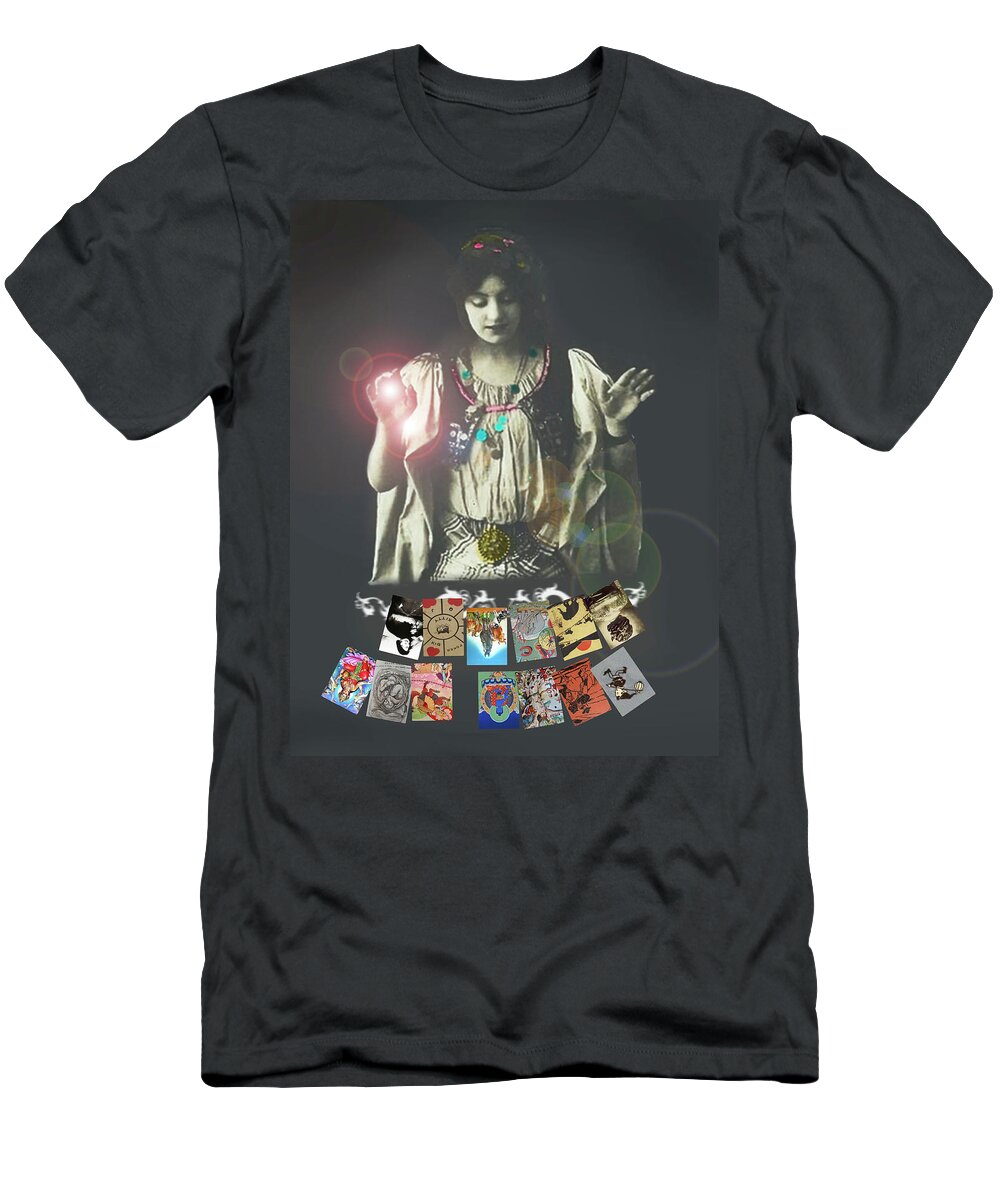 Gypsy T-Shirt featuring the digital art New Gypsy Reading for Times Like These by Perry Hoffman