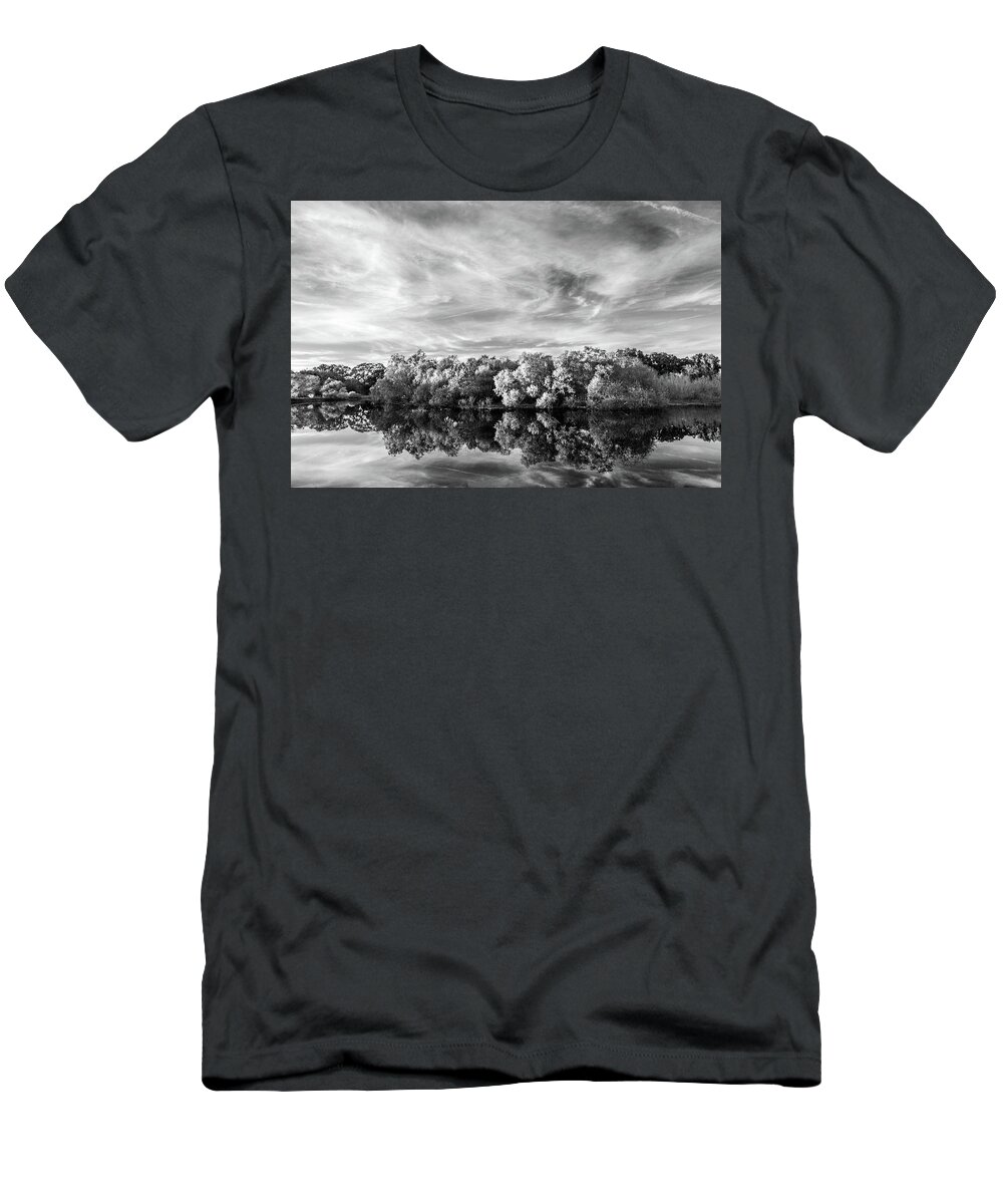 B&w T-Shirt featuring the photograph New Horseshoe Lake Sky by Mike Schaffner