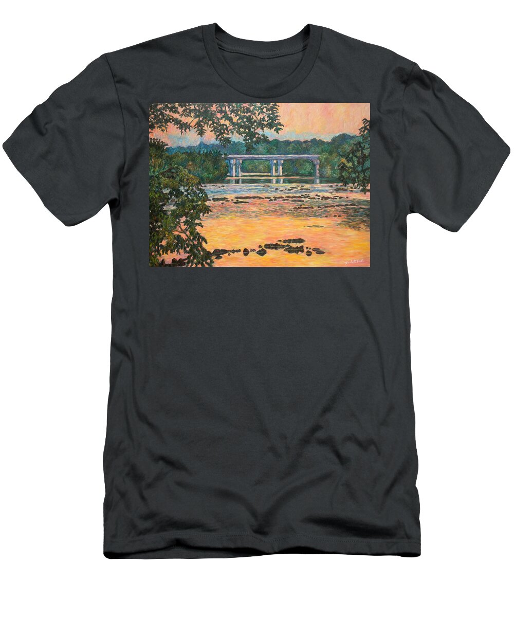 Landscape T-Shirt featuring the painting New Memorial Bridge at Dusk by Kendall Kessler