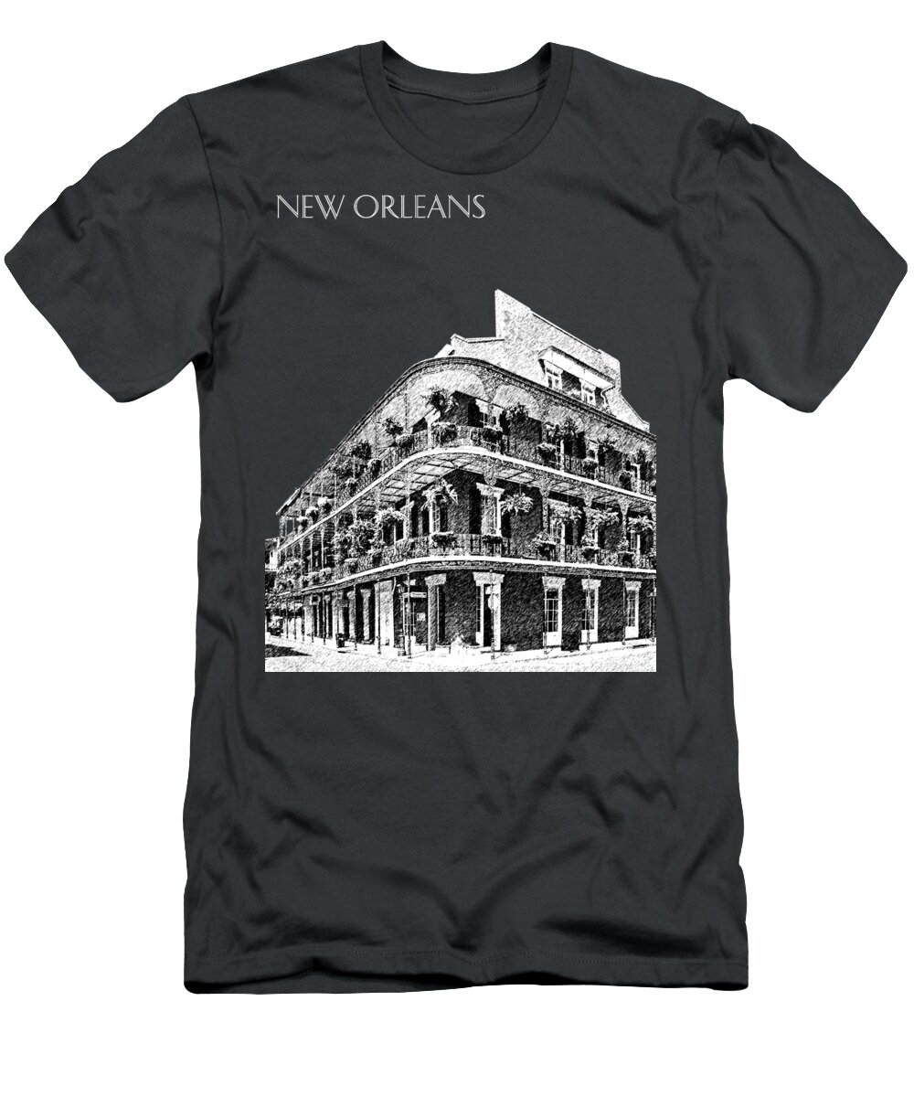 Architecture T-Shirt featuring the digital art New Orleans Skyline French Quarter - Silver by DB Artist
