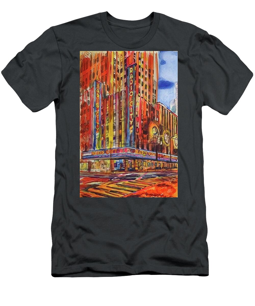 Urban Landscape T-Shirt featuring the painting New York by Try Cheatham