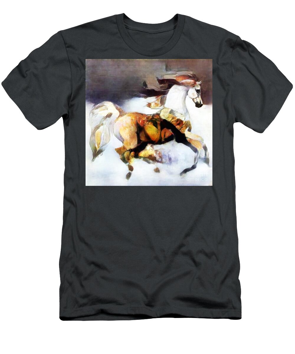 Equestrian Art T-Shirt featuring the digital art NFT Cantering Horse 006 by Stacey Mayer by Stacey Mayer