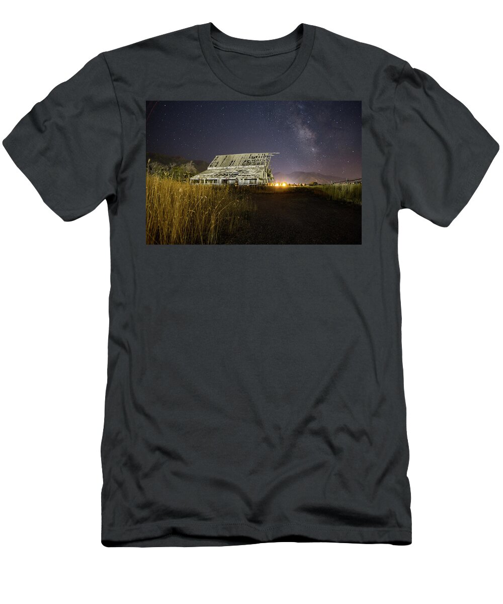 Barn T-Shirt featuring the photograph Night Barn by Wesley Aston