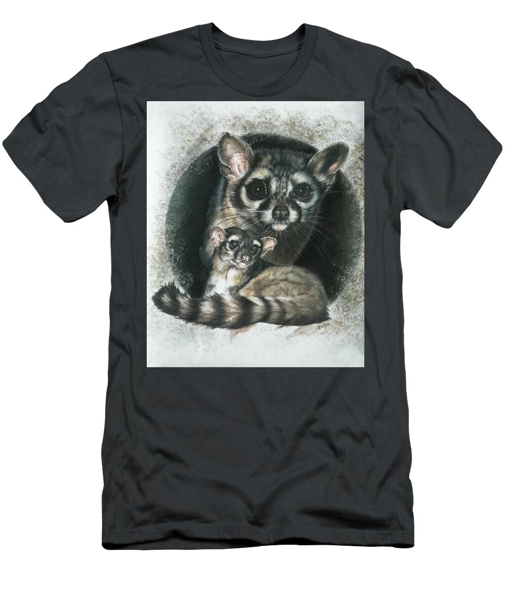 Wildlife T-Shirt featuring the mixed media Night Hunter by Barbara Keith