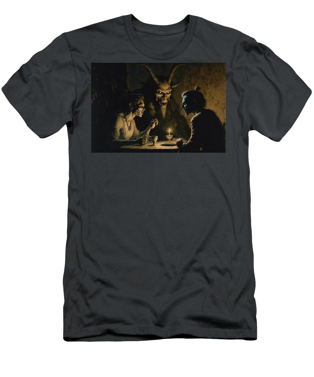 Dark T-Shirt featuring the painting Night of the Demons, 01 by AM FineArtPrints