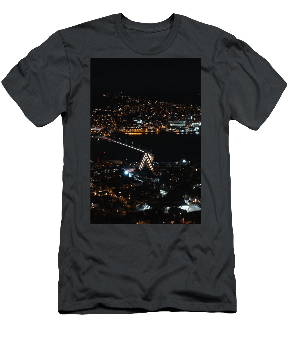 Basilica T-Shirt featuring the photograph Night view of Artic Cathedral. Tromso city. by Vaclav Sonnek