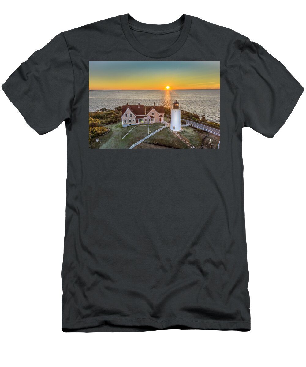 Nobska T-Shirt featuring the photograph Nobska Sunrise by Veterans Aerial Media LLC