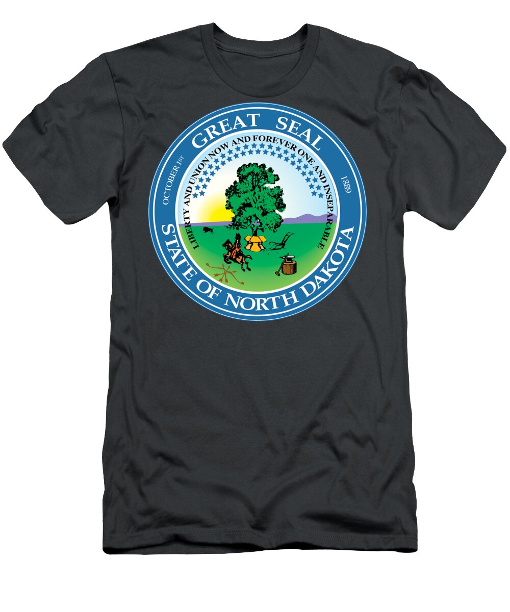 North Dakota T-Shirt featuring the digital art North Dakota State Seal by Movie Poster Prints