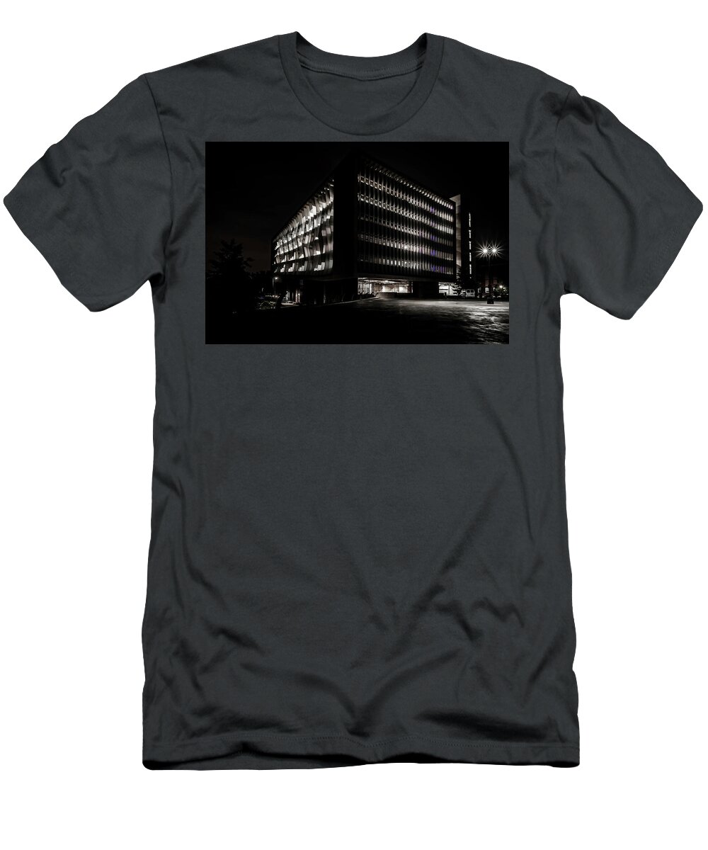 Northwestern University T-Shirt featuring the photograph Northwestern's Segal Visitor center one night by Sven Brogren