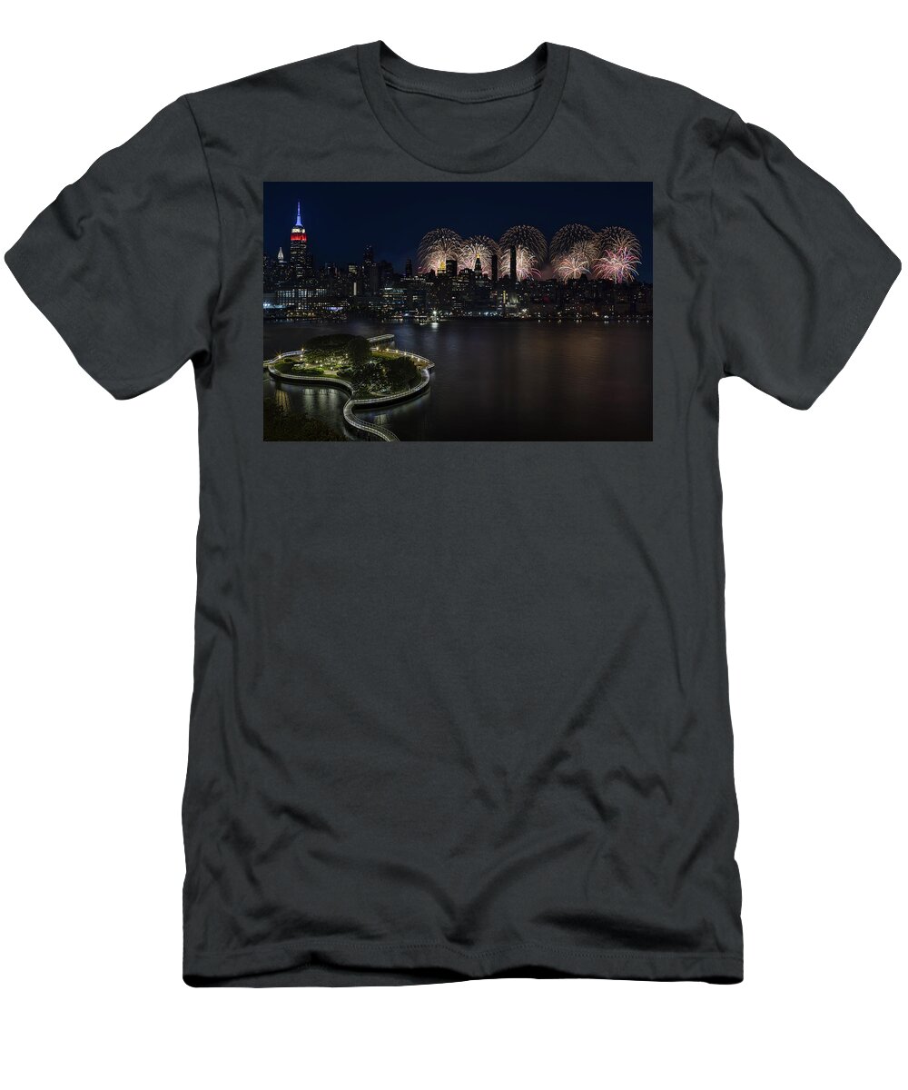 4th Of July T-Shirt featuring the photograph NYC Skyline 4th of July by Susan Candelario
