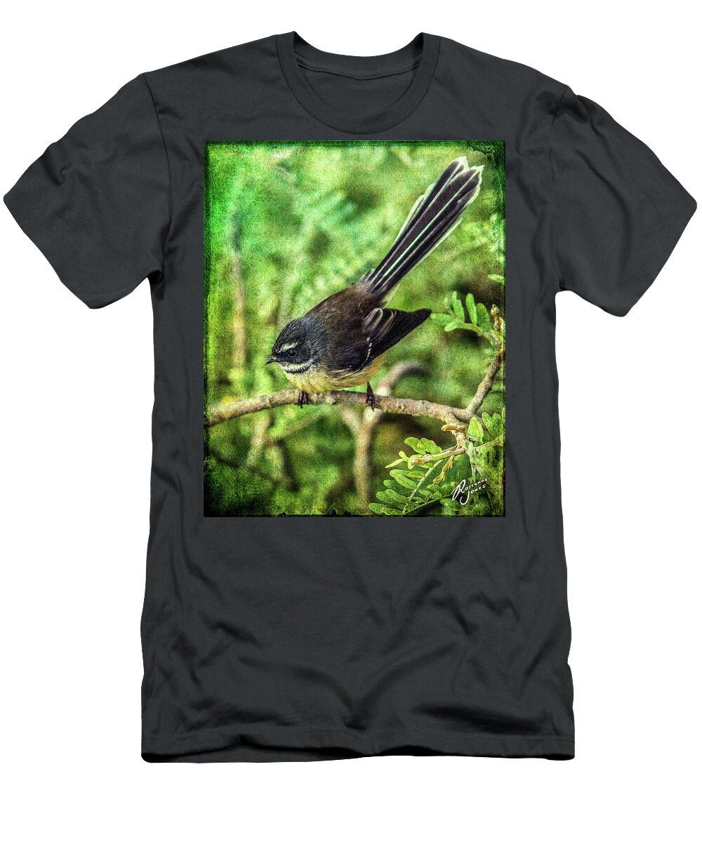 Bird T-Shirt featuring the photograph N.Z. Fantail 3 by Roseanne Jones