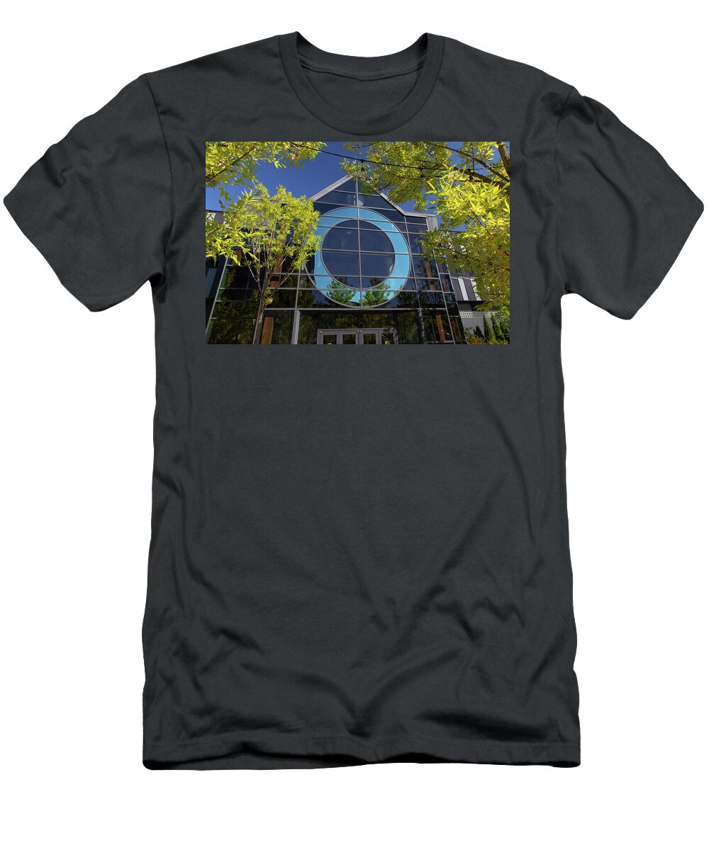Pac 10 T-Shirt featuring the photograph O logo on window at the University of Oregon by Eldon McGraw