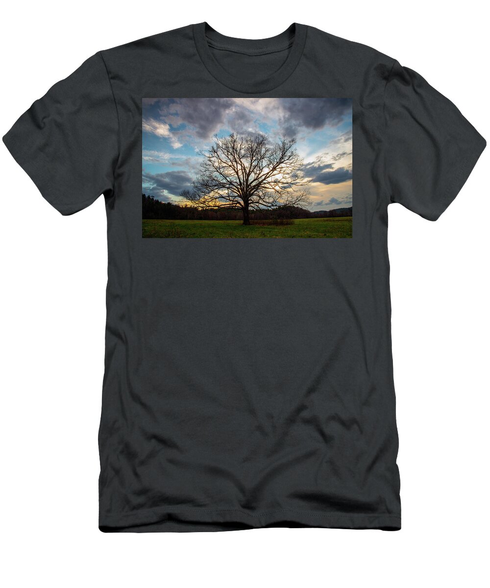 Cades Cove T-Shirt featuring the photograph Oak Tree Sunset by Robert J Wagner