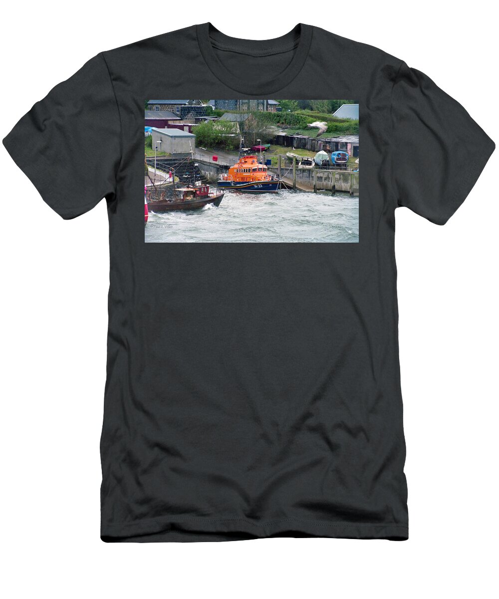 Boat T-Shirt featuring the photograph Oban harbor squall by Paul Vitko