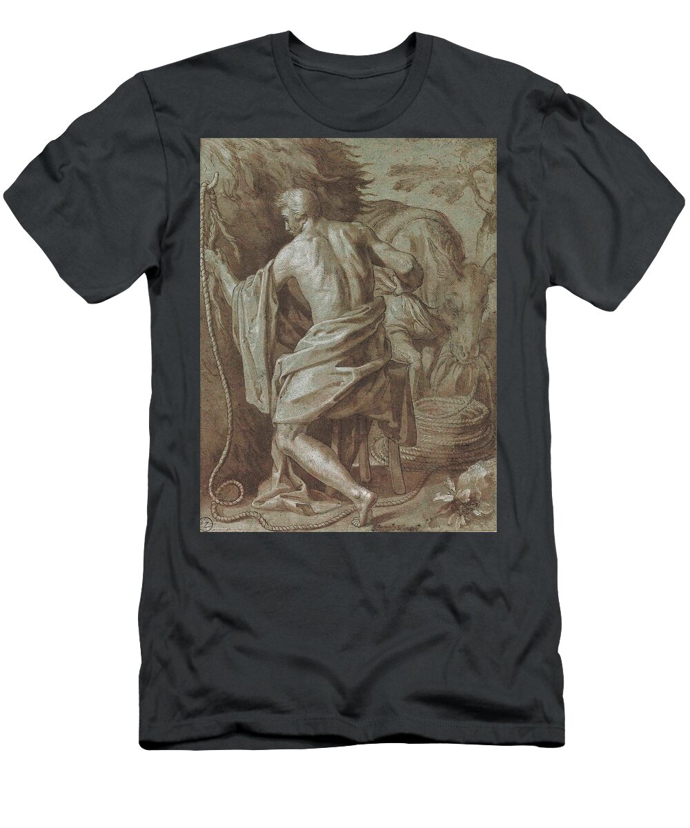 Jacopo Ligozzi T-Shirt featuring the painting Ocnus. An allegory of the Futility of Labour by Jacopo Ligozzi