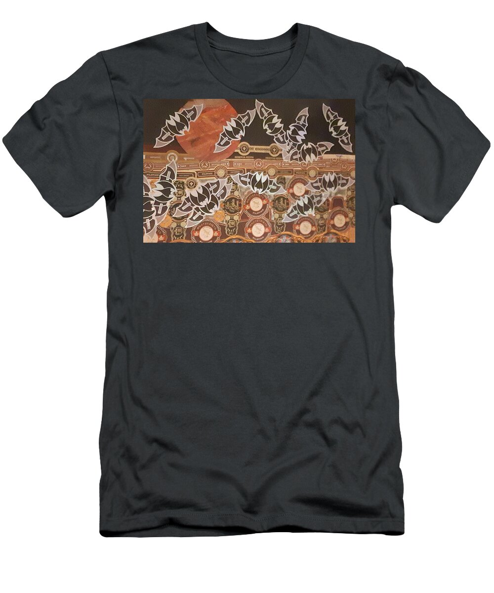 Moon T-Shirt featuring the mixed media October night by Nancy Graham
