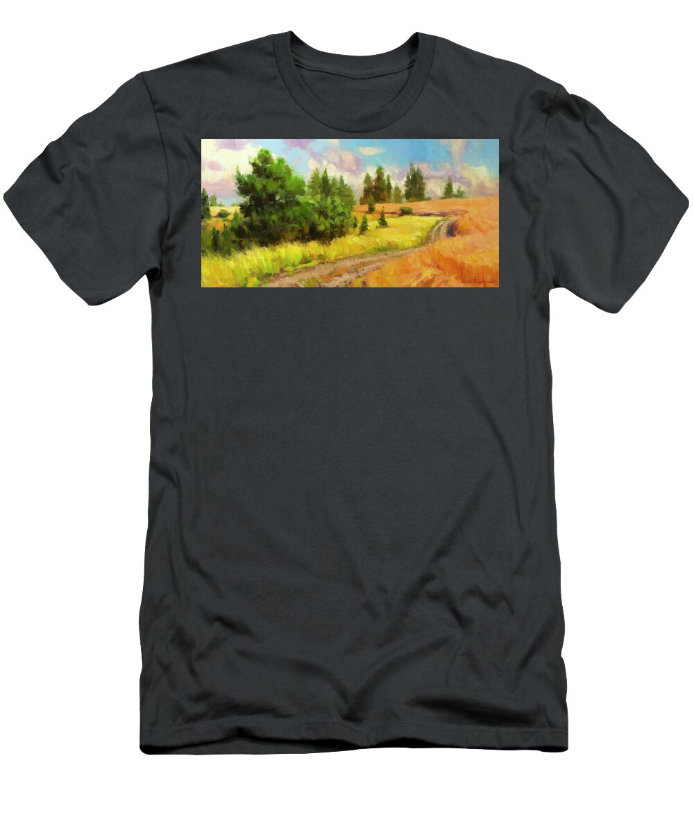 Landscape T-Shirt featuring the painting Off the Grid by Steve Henderson