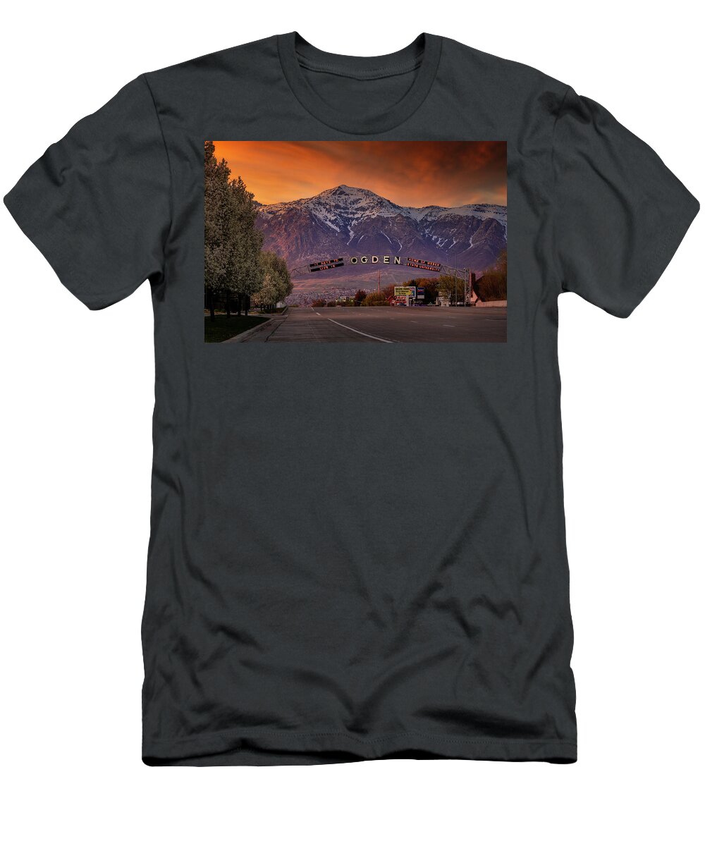 Ogden T-Shirt featuring the photograph Ogden City Sunset by Michael Ash