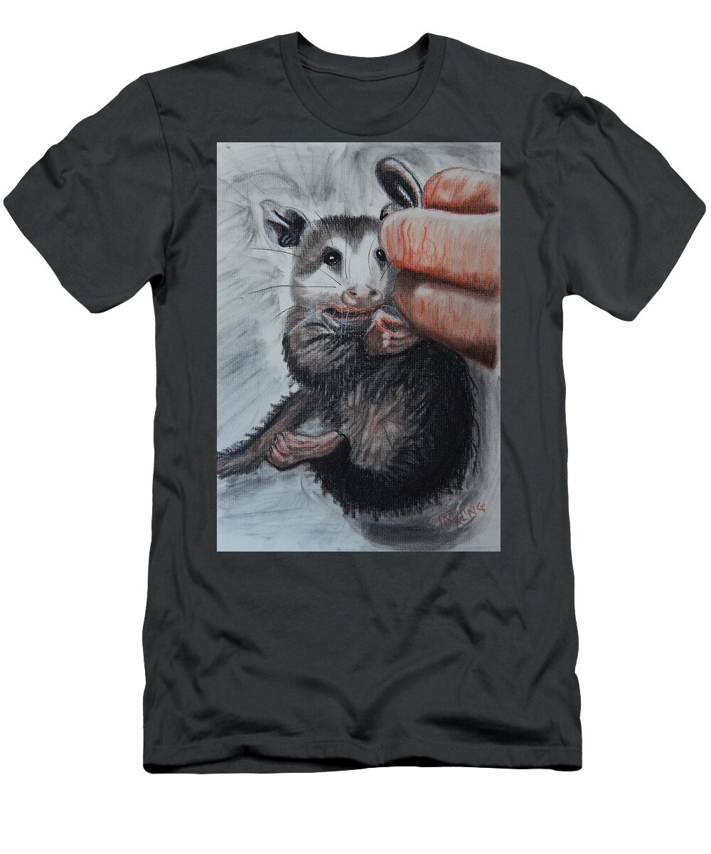Charcoal T-Shirt featuring the drawing Oh Noes by Mike Kling