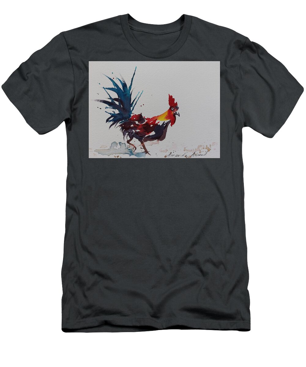 Roosters T-Shirt featuring the painting Oh Yes by Amanda Amend