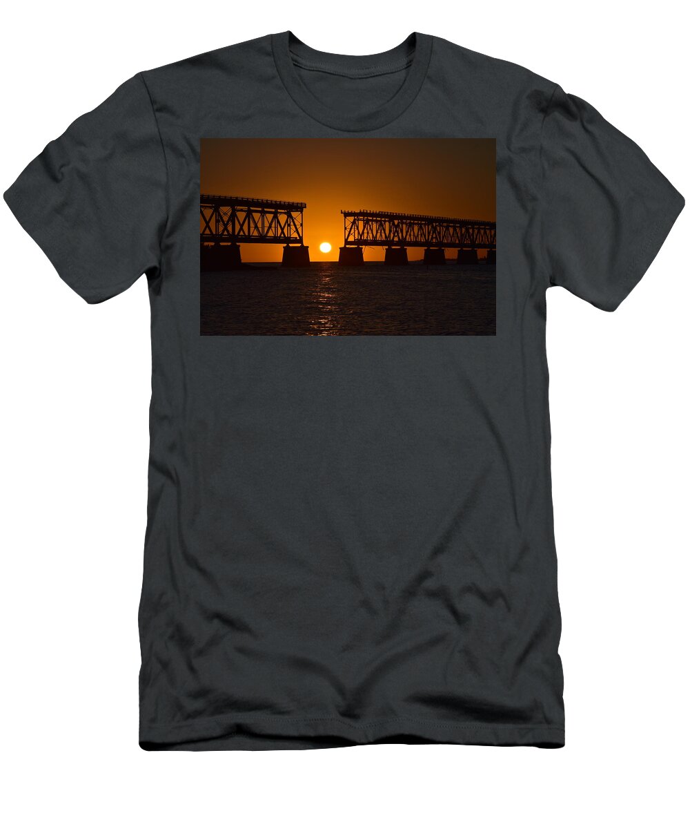 Old T-Shirt featuring the photograph Old Bahia Honda Rail Bridge Sunset by Monika Salvan
