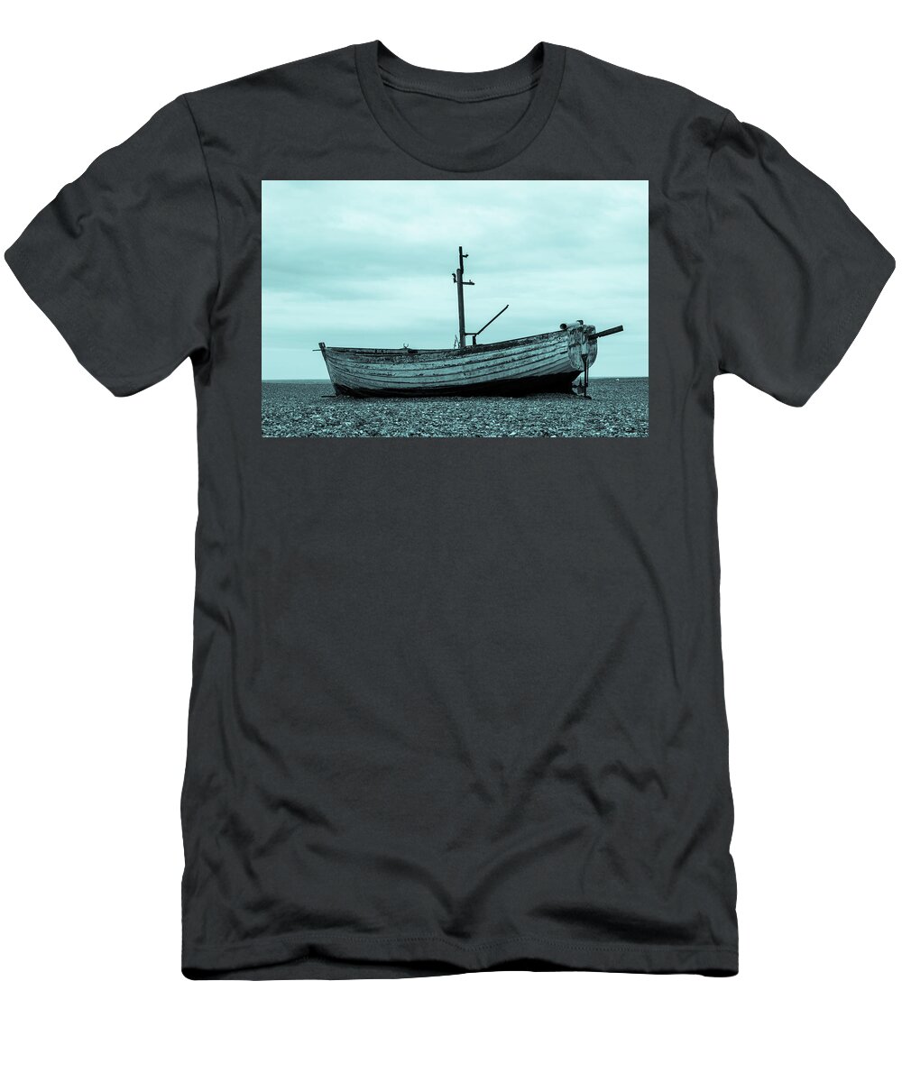 Aldeburgh T-Shirt featuring the photograph Old Boat in Cyan by John Paul Cullen