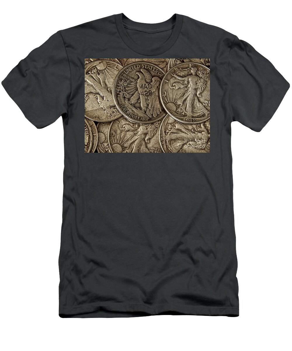 Photography T-Shirt featuring the photograph Old Coin Collection by Phil Perkins