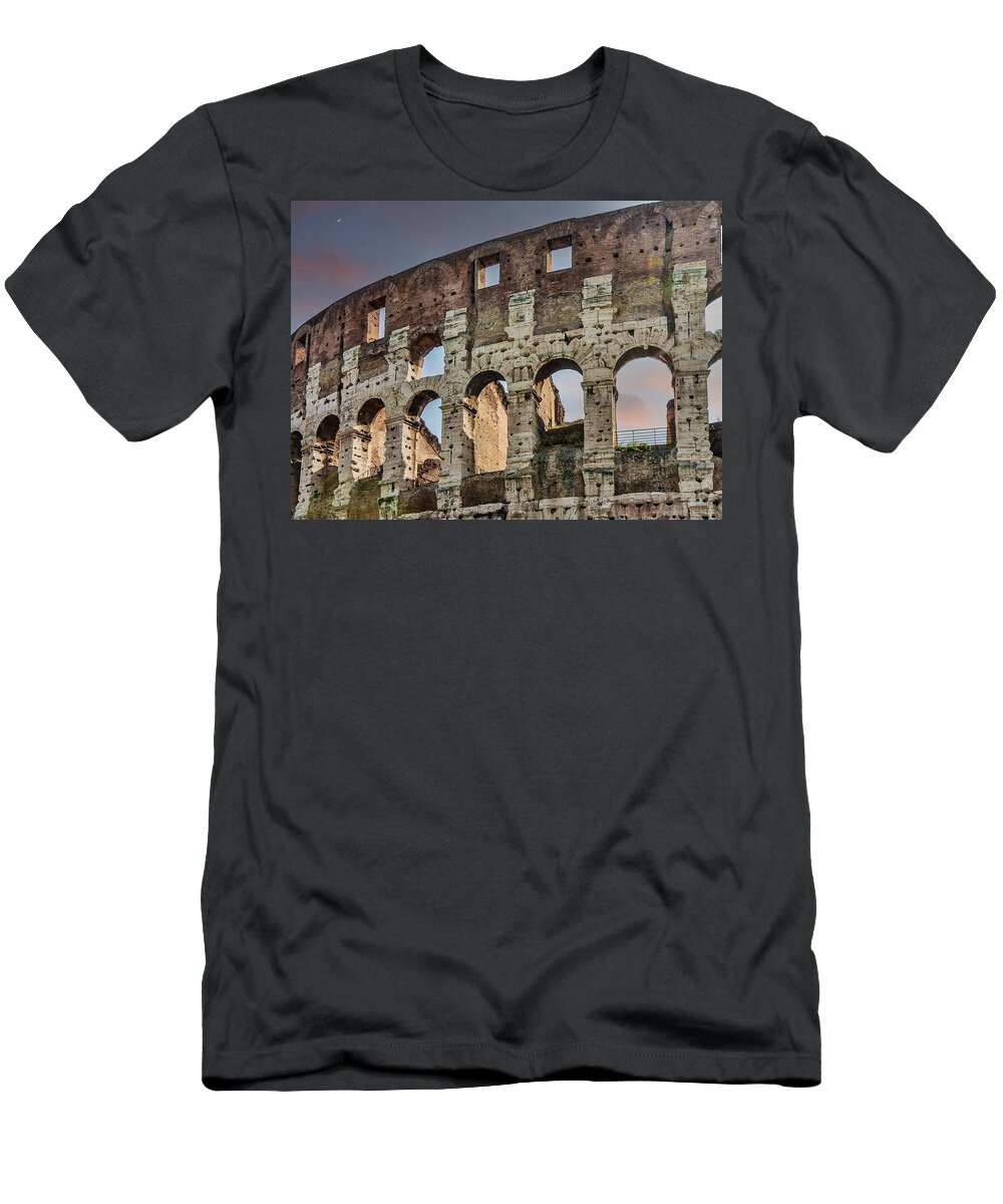Abstract T-Shirt featuring the photograph Old Coliseum in Rome at Dusk by Darryl Brooks
