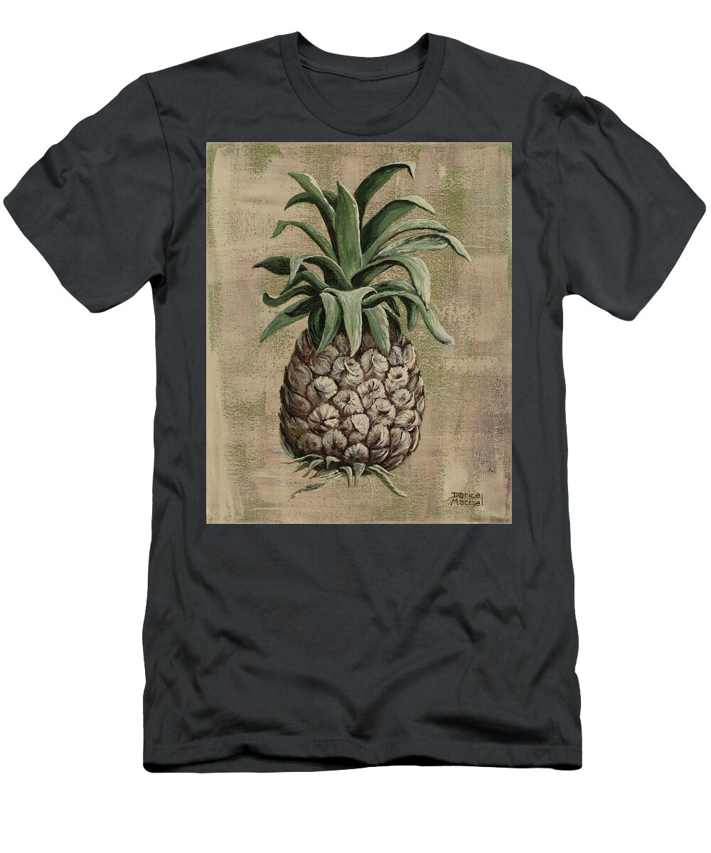 Pineapple T-Shirt featuring the painting Old Fashion Pineapple 1 by Darice Machel McGuire