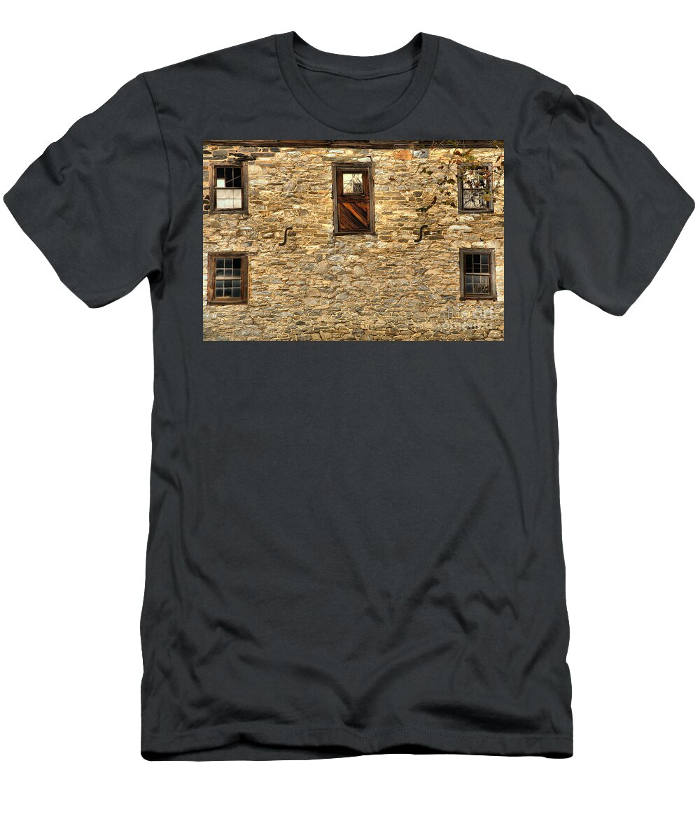 Mill T-Shirt featuring the photograph Old Mill Windows by Adam Jewell