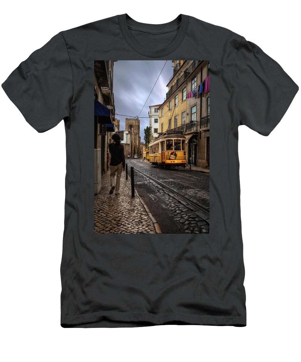 Tram28 T-Shirt featuring the photograph Old streets by Jorge Maia