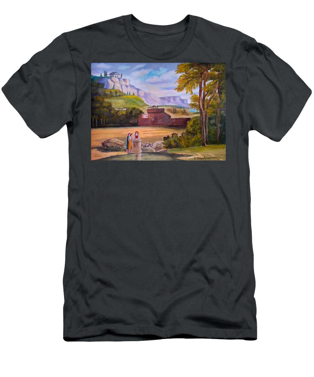 Landscapes T-Shirt featuring the painting Old Time Activities by Konstantinos Charalampopoulos